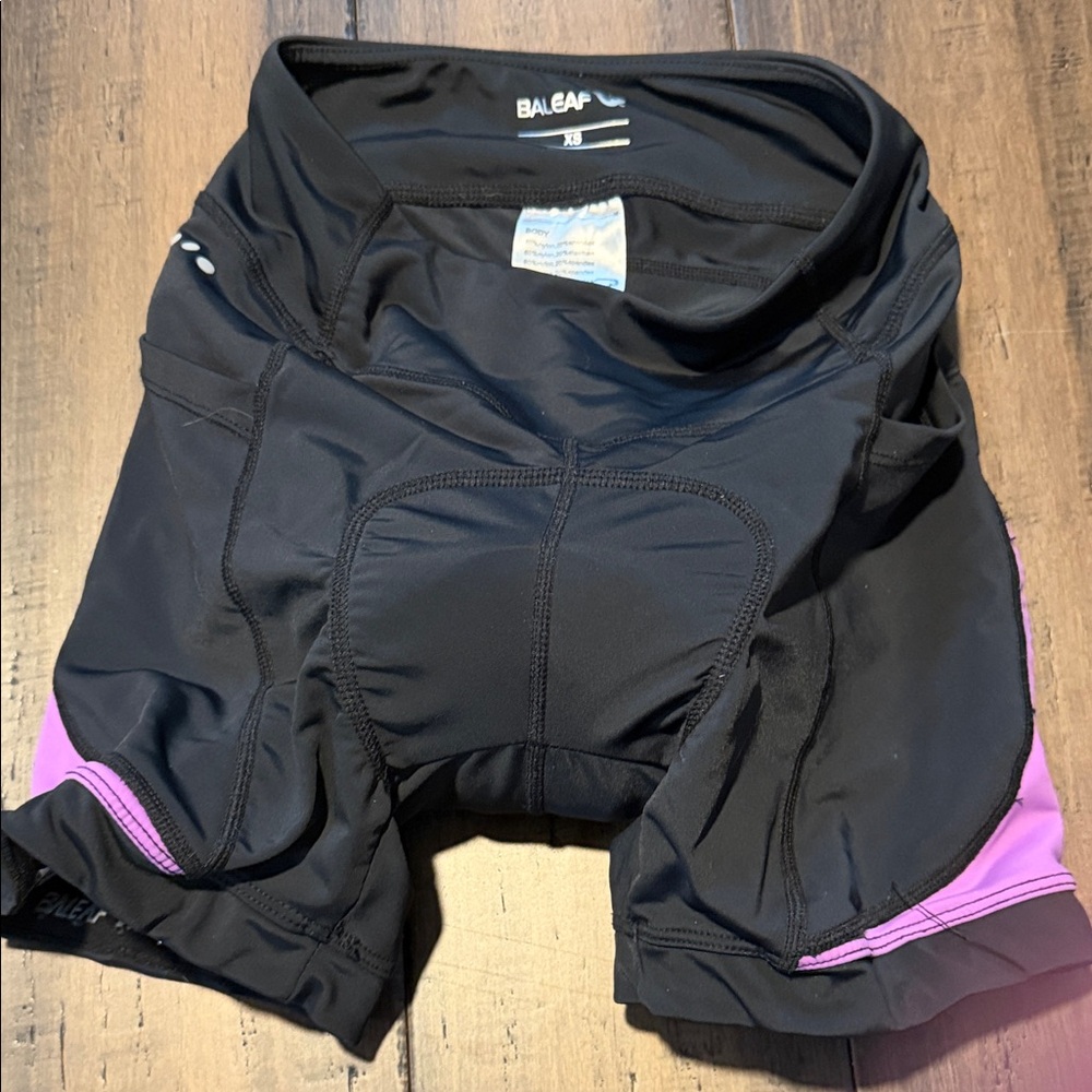 BALEAF Black Women's Bike Shorts with Purple-Pink Side Panels